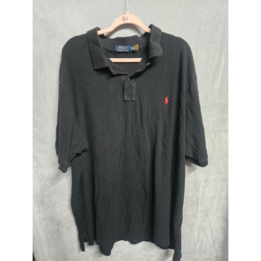Polo Ralph Lauren Mens 3XLT Black Short Sleeve Pony Logo Pique Polo Shirt